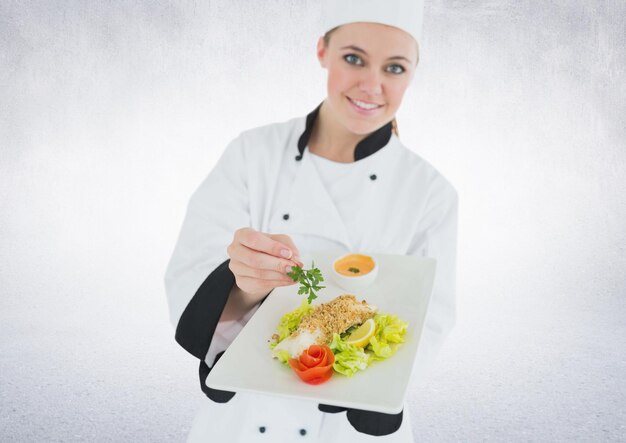 Kucharz prezentujący danie